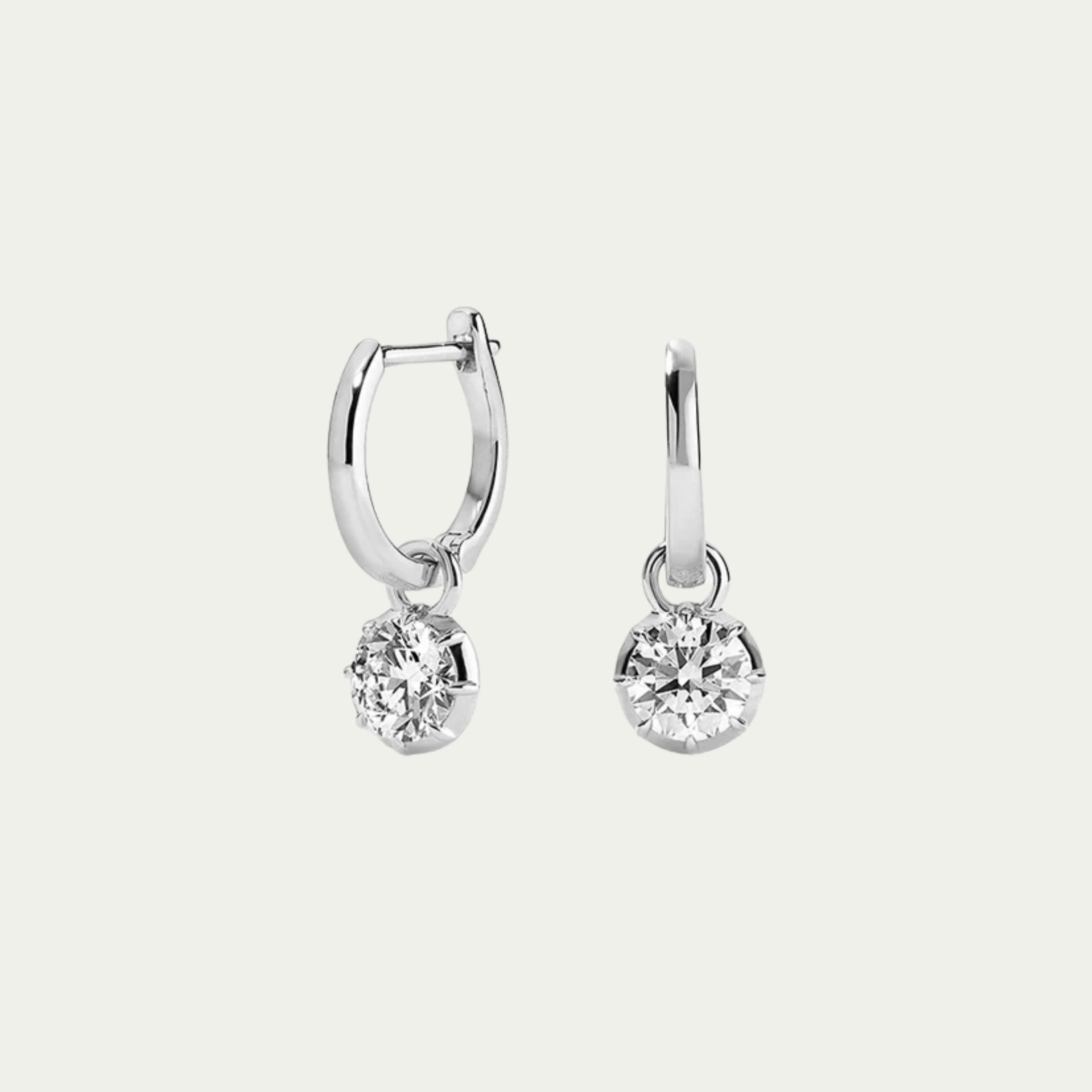 Georgian Round Diamond Drop Hoops