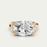 Mieja | Oval Diamond Half Bezel Solitaire Ring