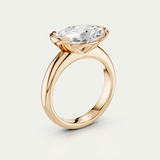 Mieja | Oval Diamond Half Bezel Solitaire Ring