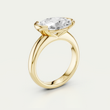 Mieja | Oval Diamond Half Bezel Solitaire Ring