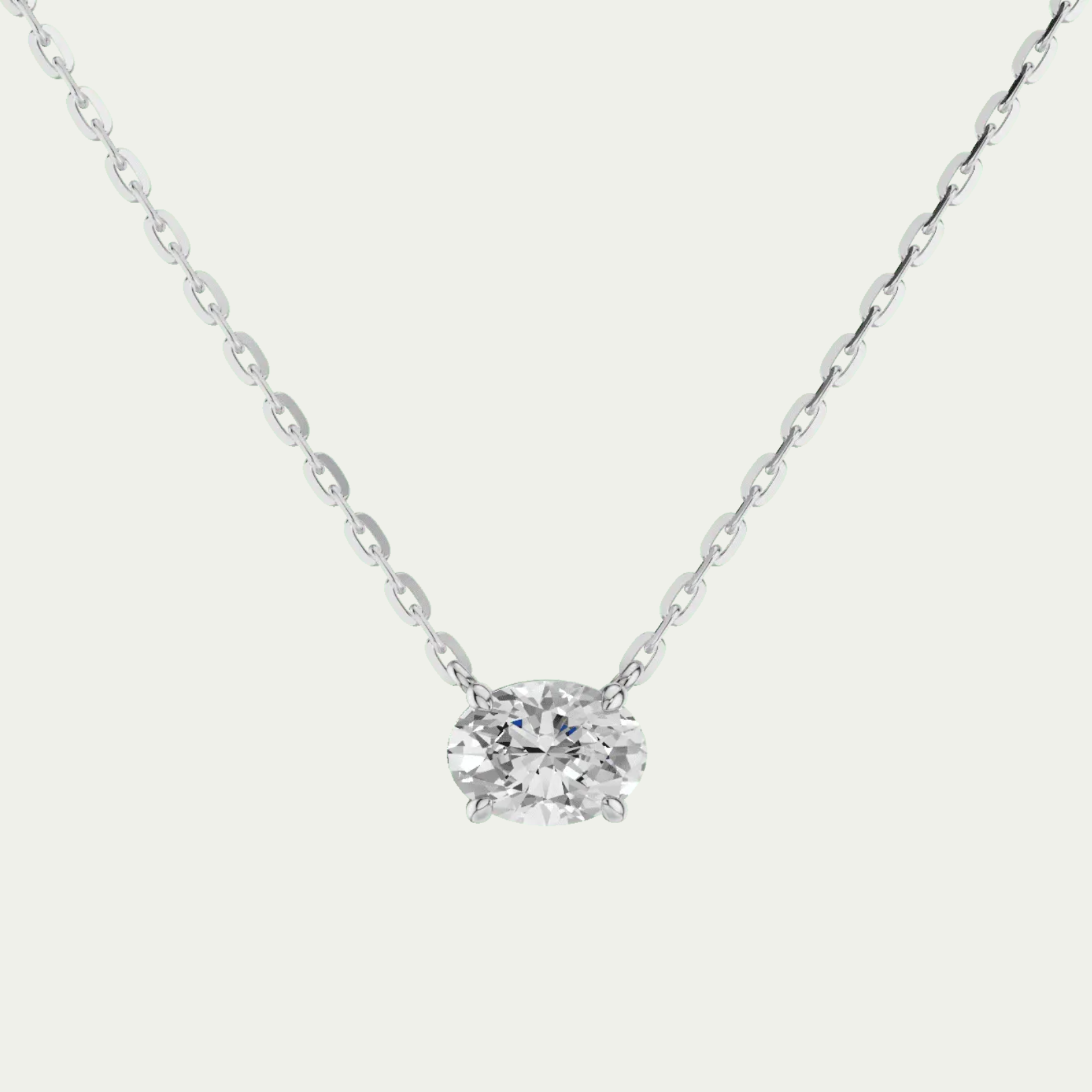 Oval Diamond East West Solitaire Necklace