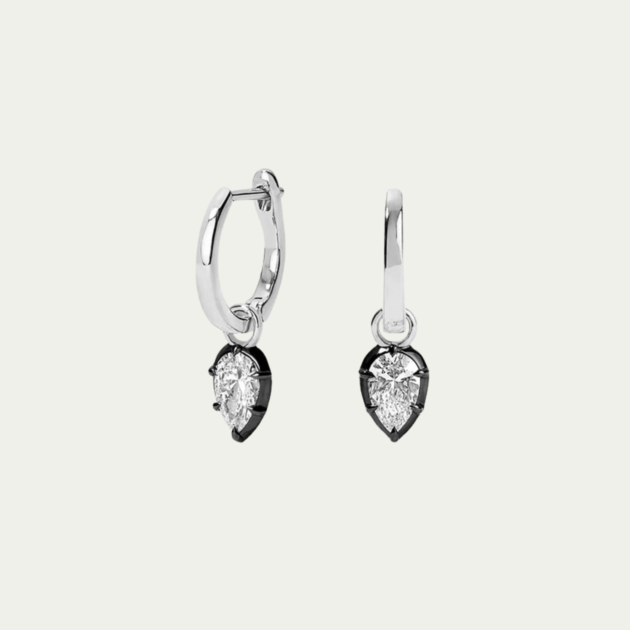 Georgian Pear Diamond Drop Hoops